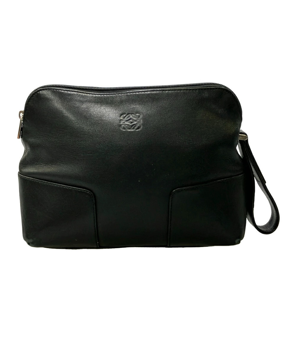 Loewe Clutch Bag Anagram Leather Black